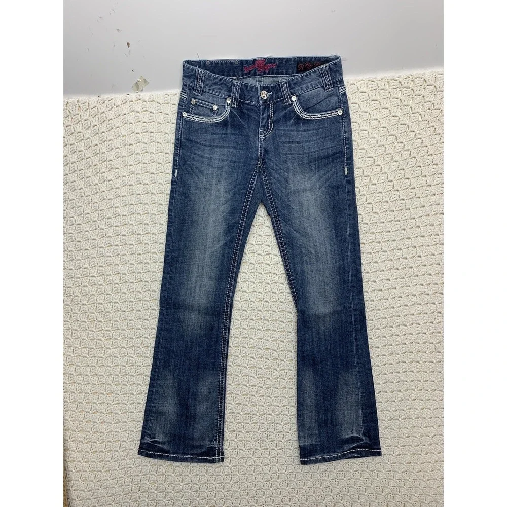 Rock and Roll Cowgirl Women Jeans 26x32Approx‎ 28x31 Blue Denim Low Rise Bootcut - Picture 4 of 12